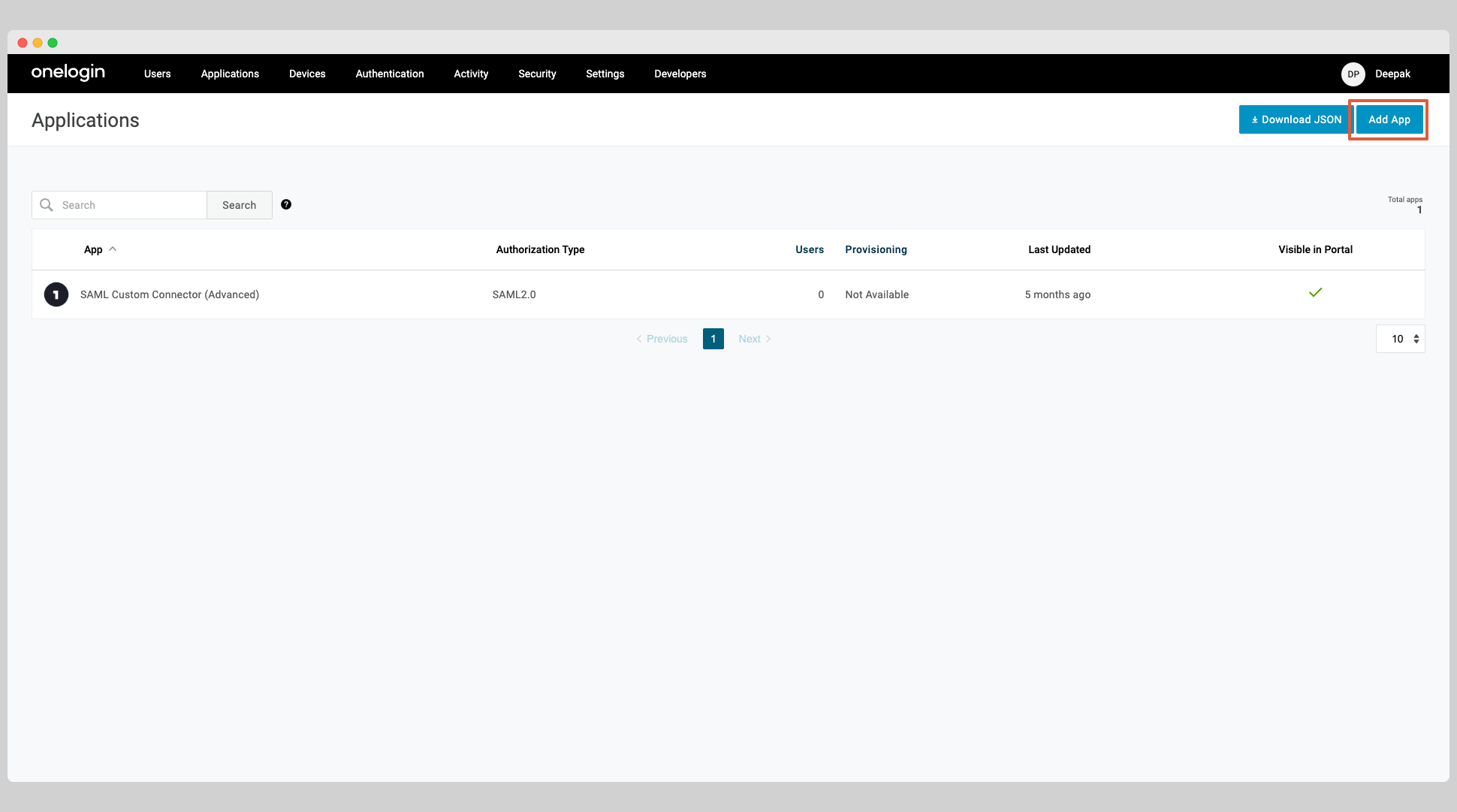 OneLogin SCIM Step 1